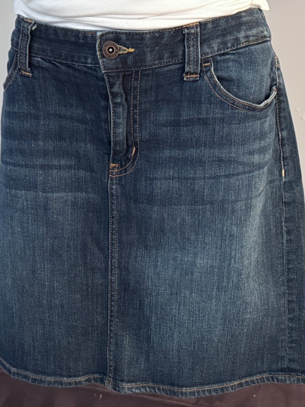 Tommy Hilfiger Blue Denim Mini Skirt with Subtle Red Hem Detail
